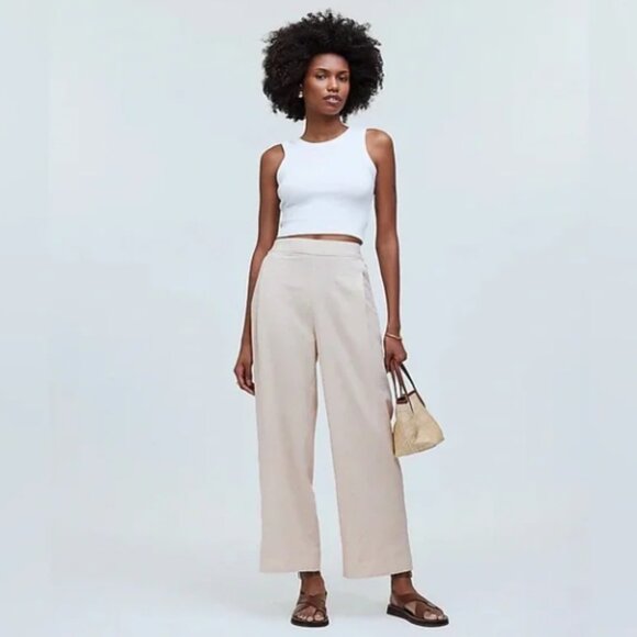 Madewell Pull-On Straight Crop Linen Pant NWT - Picture 1 of 14